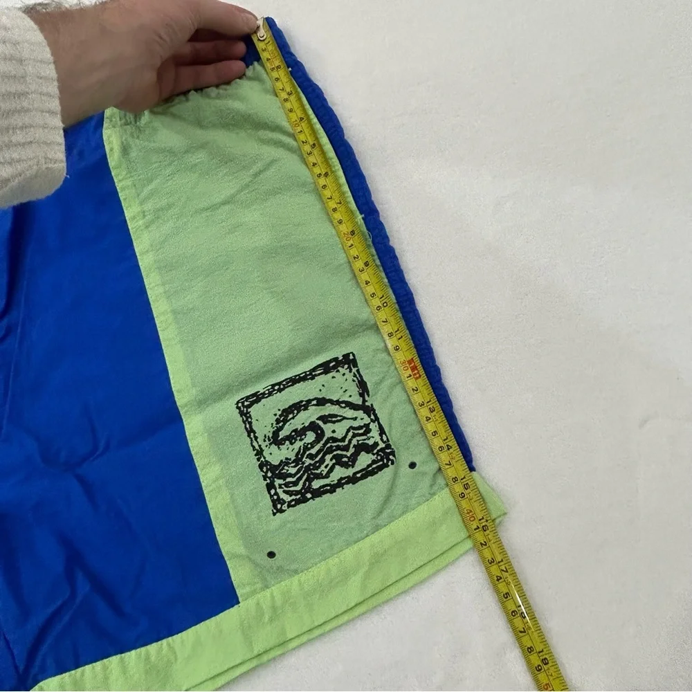 Vintage 90s Surf Gear Blue & Mint Green Swim Trunks Board Shorts Mens XL 36/38